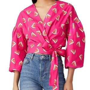 COLOR ME COURTNEY Emily Watermelon Print Wrap Top